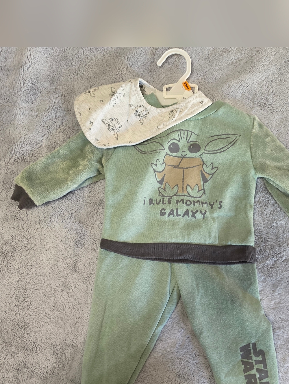 Star Wars Grogu Infant Set in Sage Green with Charcoal Print